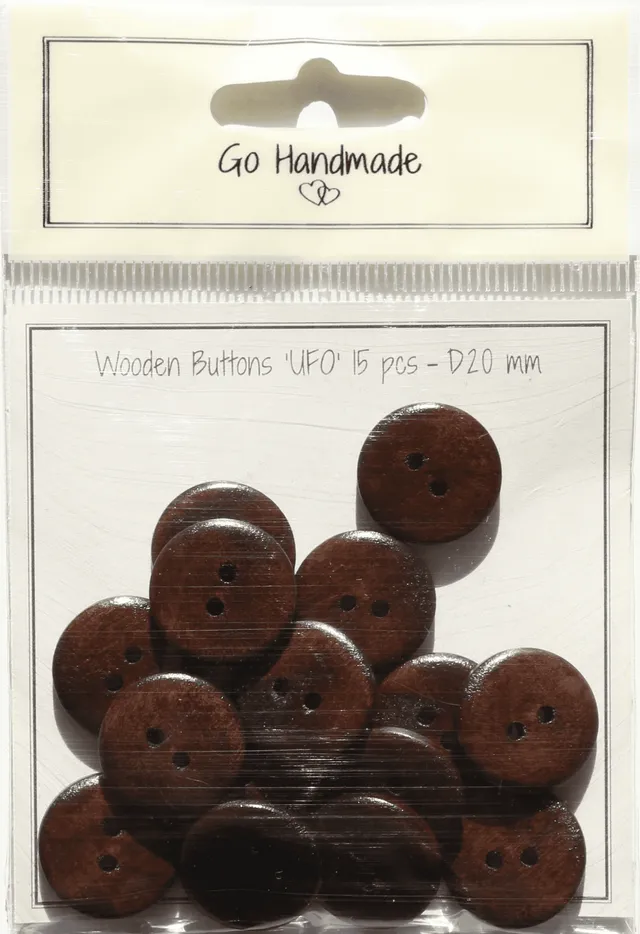 Go Handmade UFO 20 mm treknapper 8 stk brun