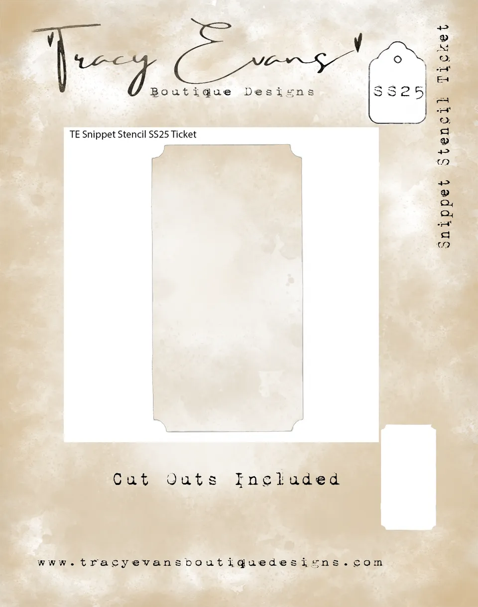 Tracy Evans Design SS025 sjablong Ticket 10x10 cm