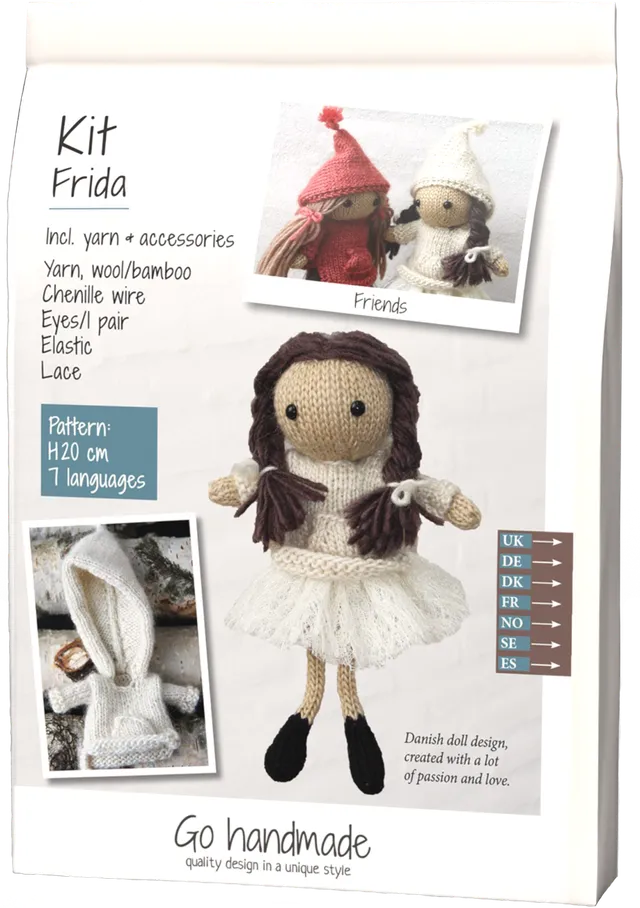 Go Handmade Frida strikkesett med garn og øyne