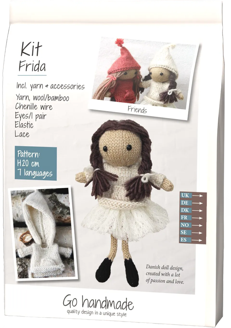 Go Handmade Frida strikkesett med garn og tilbehør