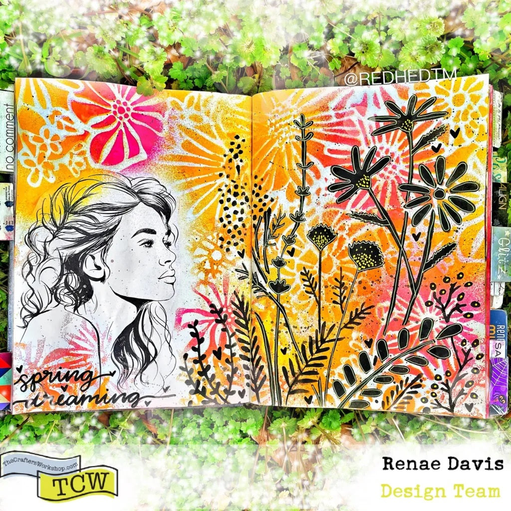 The Crafters Workshop TCW968 Summer Meadow sjablong 6x6 blomster