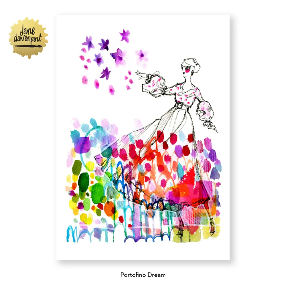 Jane Davenport Portofino Dream kunsttrykk illustrasjon