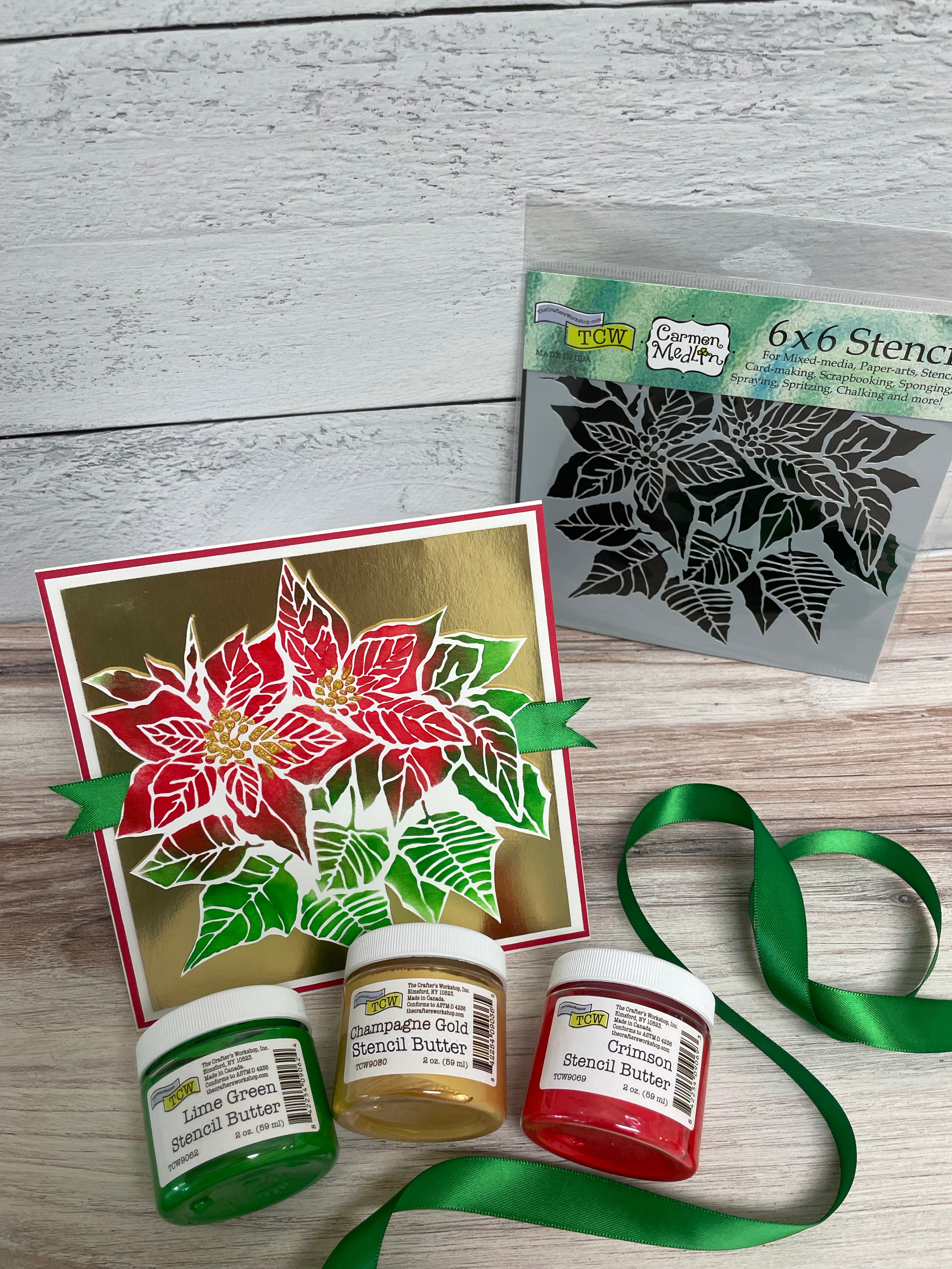 The Crafters Workshop TCW952 Poinsettia sjablong jul 6x6