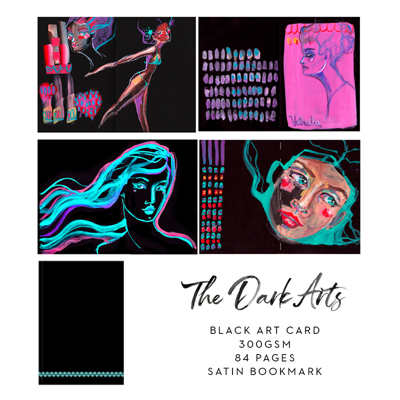 Jane Davenport Dark Arts art journal B5 svart papir
