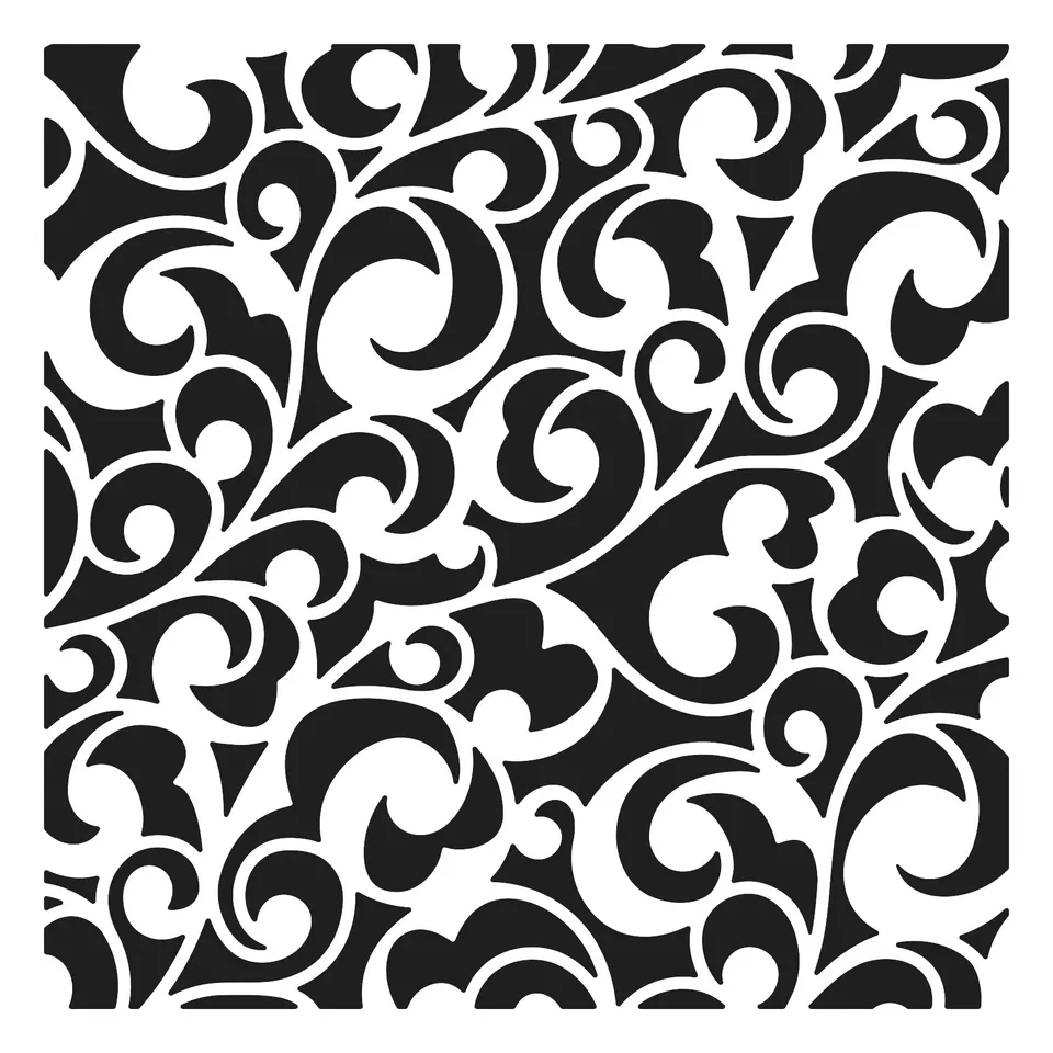 The Crafters Workshop TCW1070s Elegant Swirls sjablong 6x6 gjenbrukbar