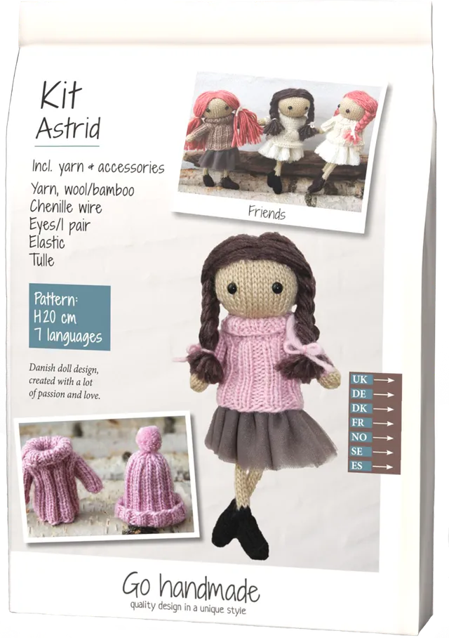 Go Handmade Astrid strikkekit med garn og øyne