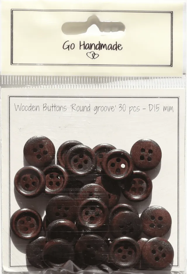 Go Handmade treperle rund 15 mm brun 30 stk