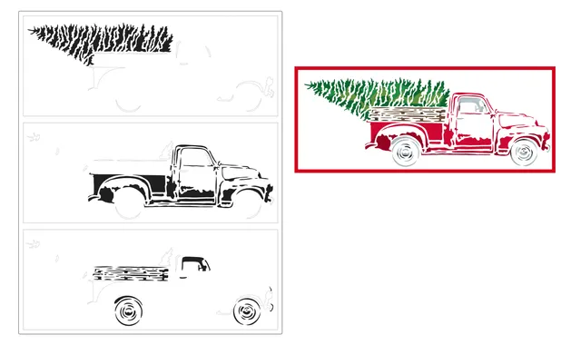 The Crafters Workshop TCW6005 Christmas Truck sjablong lagdelt