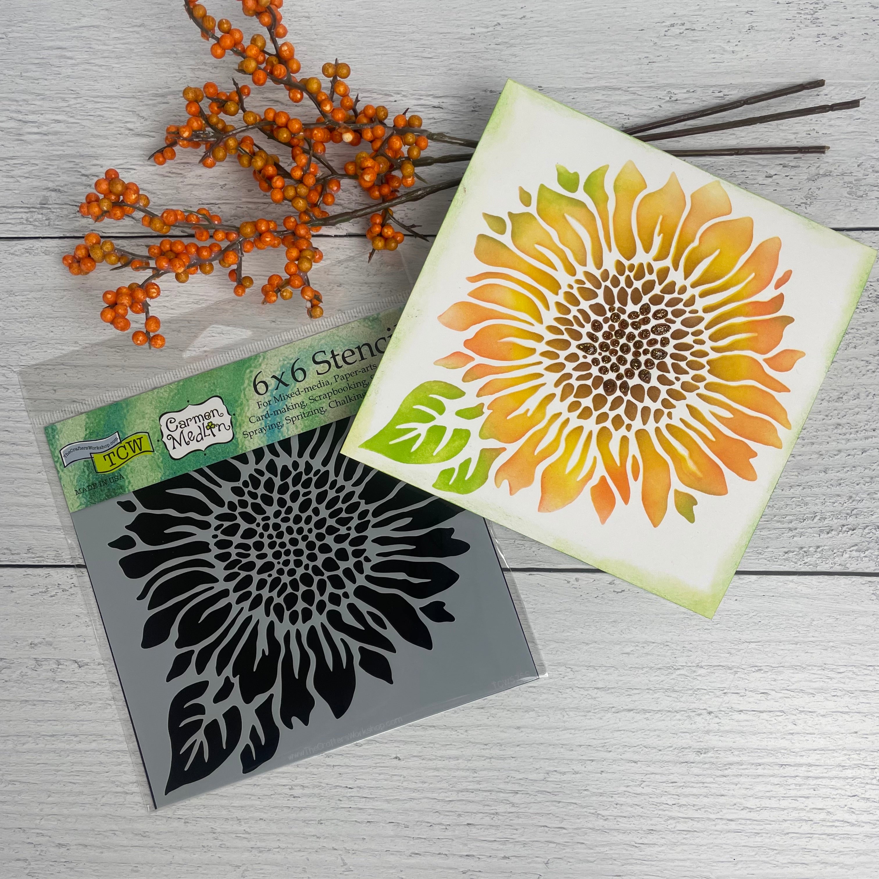 The Crafters Workshop TCW575 Joyful Sunflower sjablong 15x15
