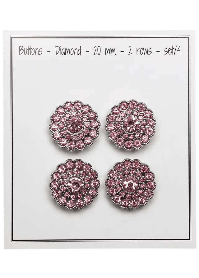 Go Handmade Diamond 20 mm knapper 4-pakning blanke