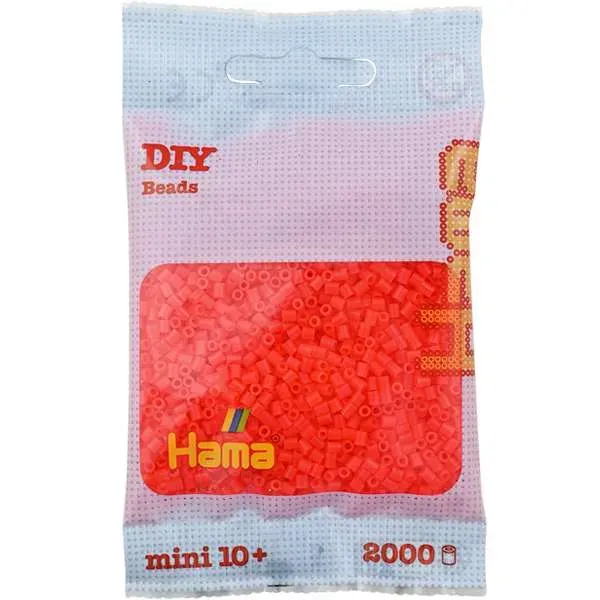 Hama Mini perler neonrød 2000 stk 2,5 mm