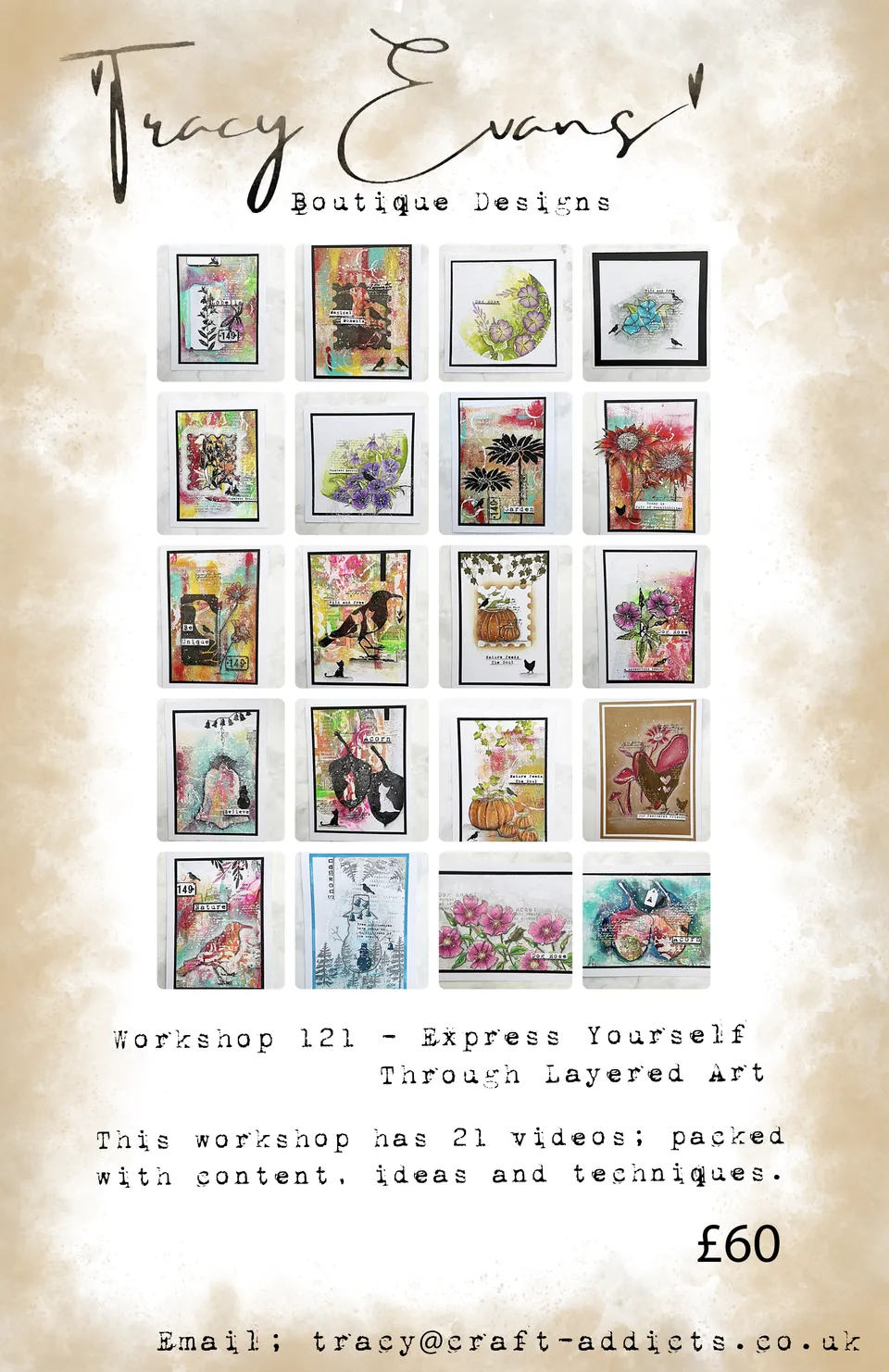 Tracy Evans Design Workshop 121 Express Yourself nettkurs 21 videoer