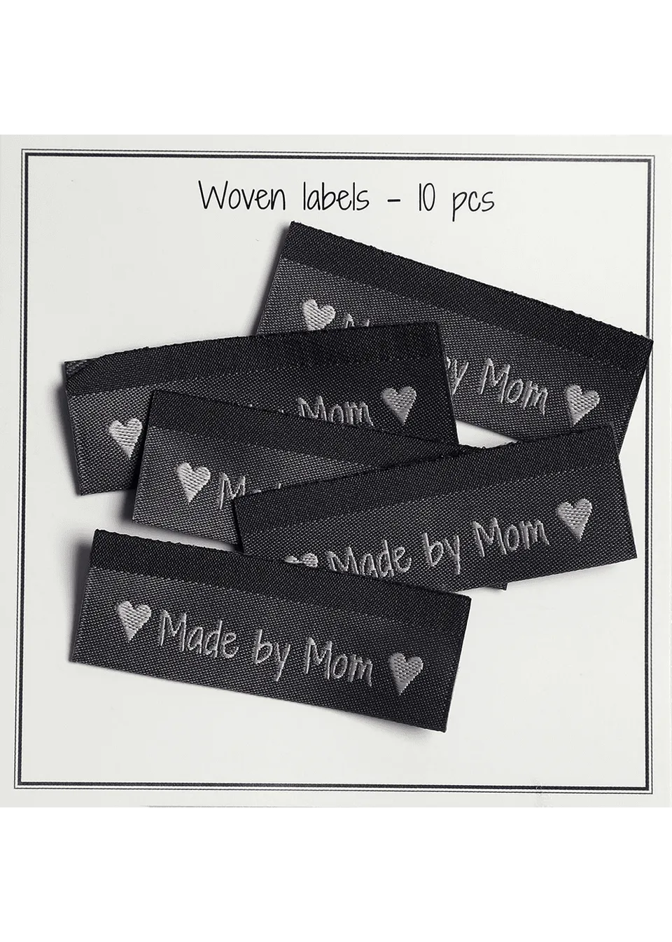 Go Handmade Made by Mom merkelapp grå 10-pk dobbeltsidig
