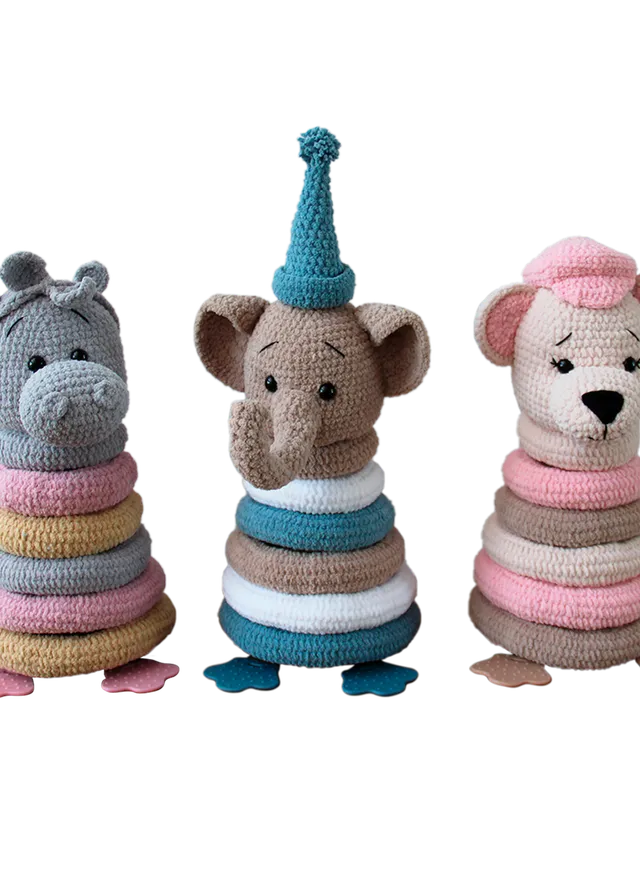Go Handmade Stabeldyr hekleoppskrift stableleke chunky