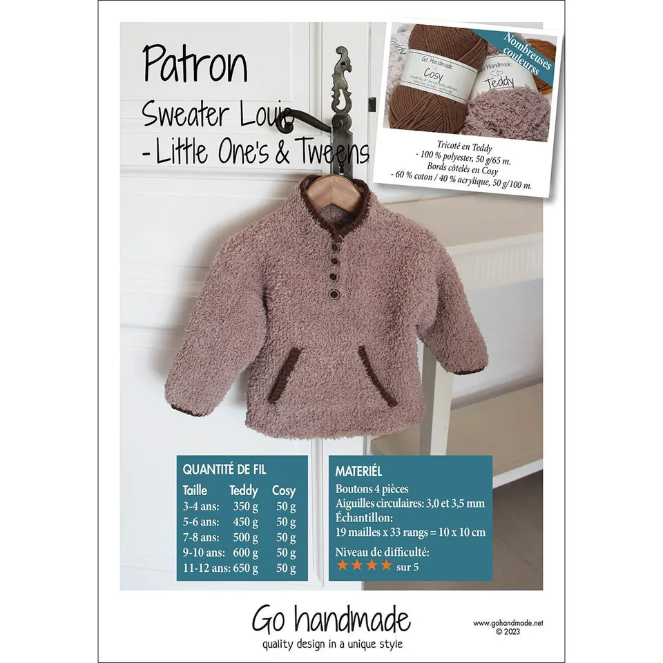 Go Handmade Sweater Louie strikkeoppskrift XS-XXXL