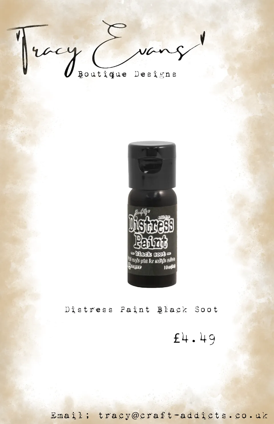 Tracy Evans Design Distress Paint DI148 akrylmaling Black Soot matt