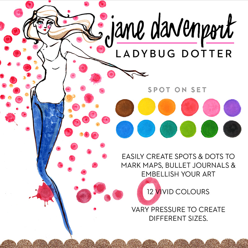 Jane Davenport Ladybug Dotters prikkmaling 12 stk