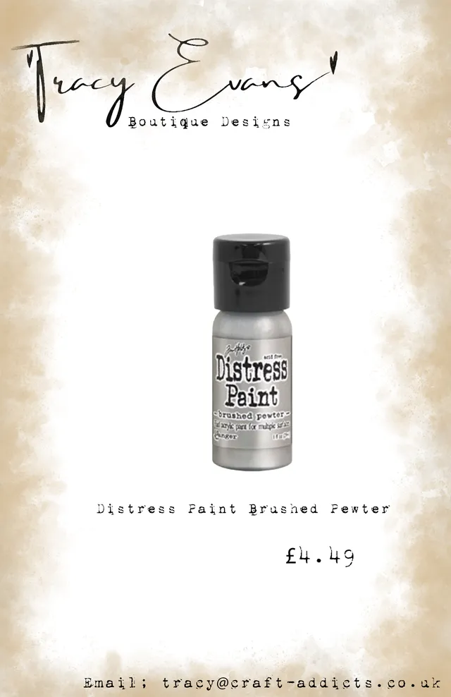 Tracy Evans Design Distress DI149 akrylmaling Brushed Pewter grå
