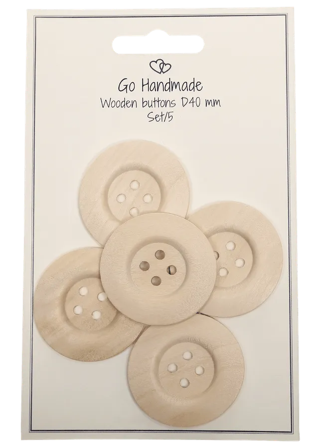 Go Handmade treknapper 40 mm 5-pk natur