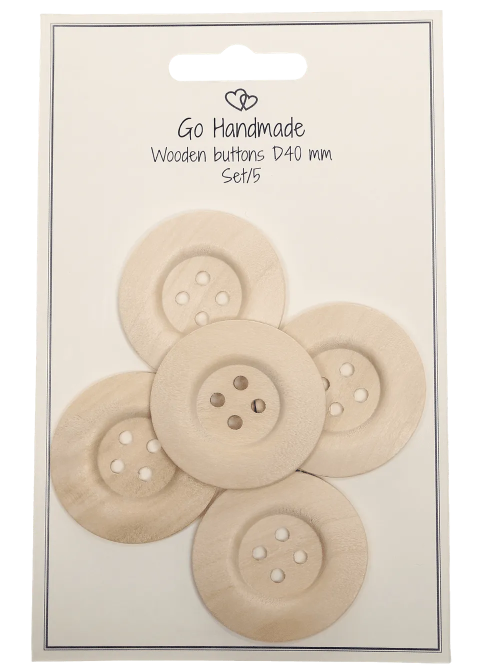 Go Handmade treknapper D40 mm 5 stk natur