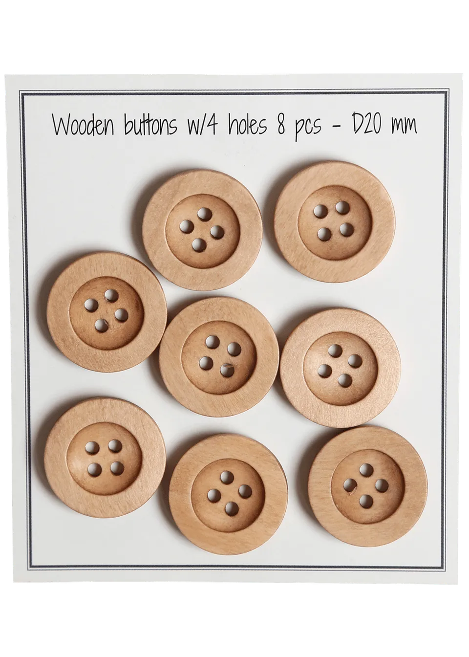 Go Handmade Round groove treperler 20 mm 8 stk naturell