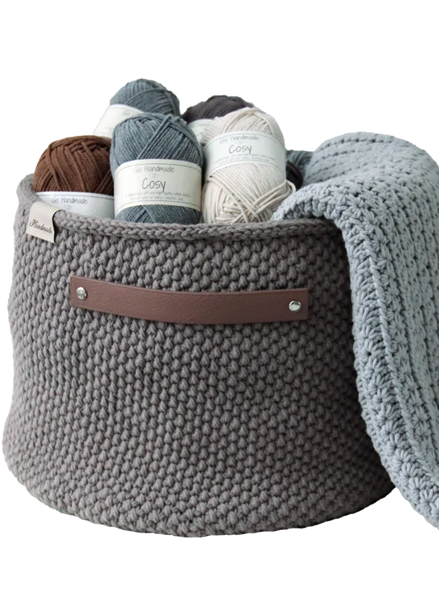 Go Handmade Moss Stitch kurv hekleoppskrift PU-bunn