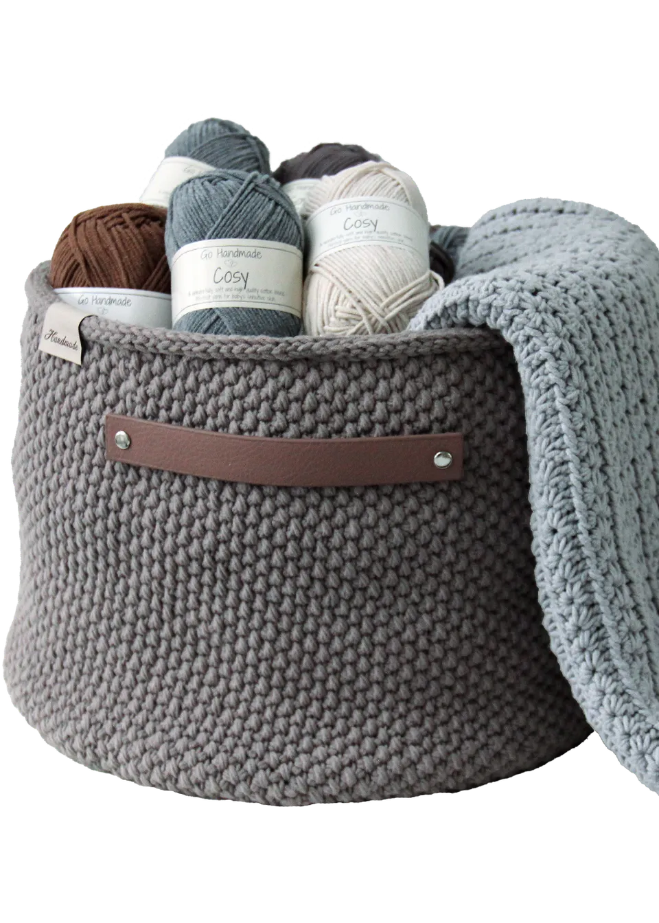 Go Handmade Moss Stitch kurv hekleoppskrift PU-bunn