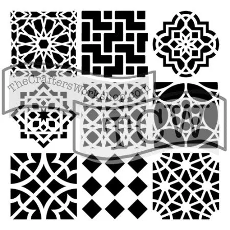 The Crafters Workshop TCW385 sjablong Moroccan Tiles 6x6 gjenbrukbar