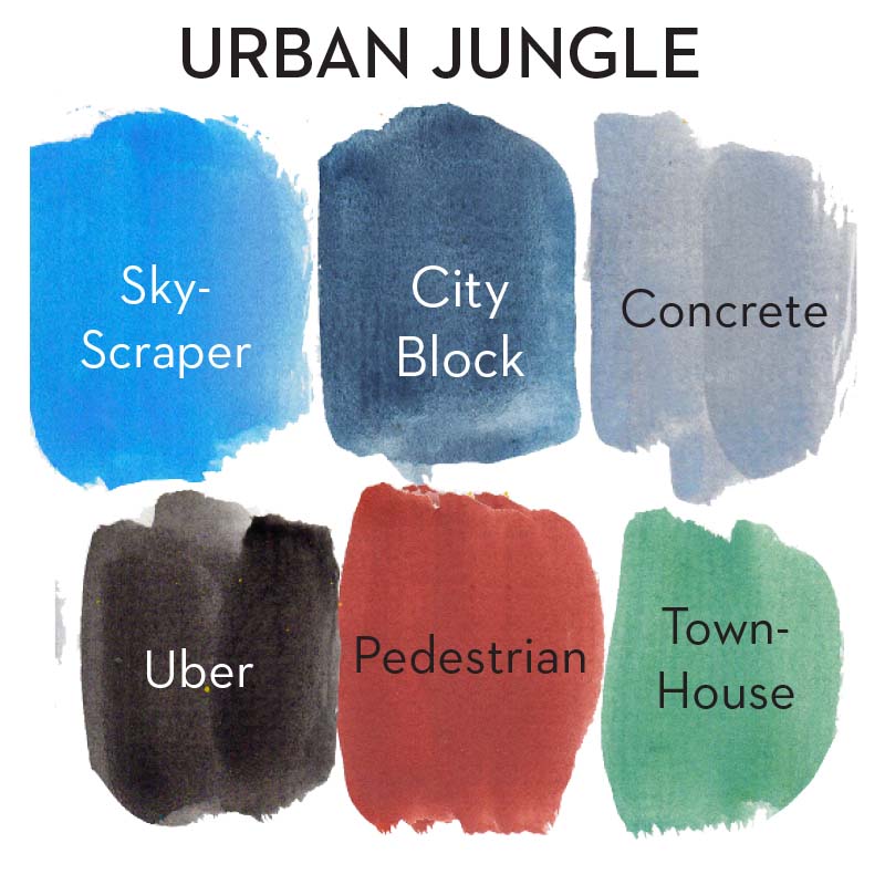 Jane Davenport Urban Jungle Layercake akvarellpalett skyggefarger
