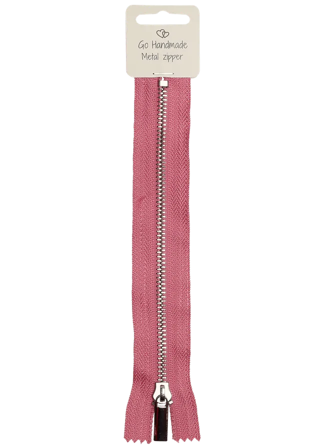 Go Handmade metallglidelås rosa 20 cm sølv