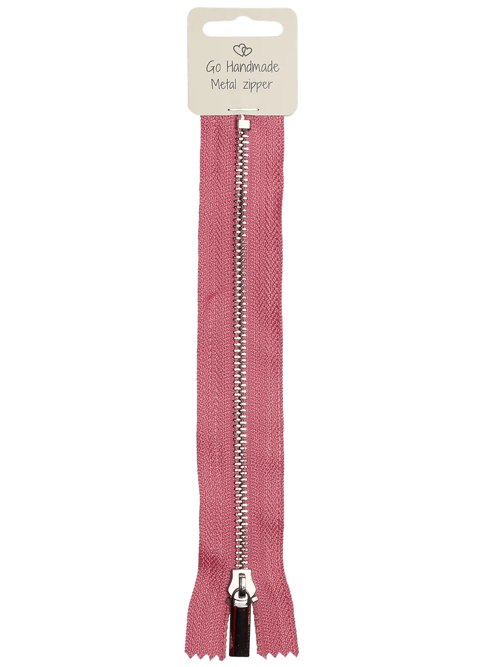 Go Handmade metallglidelås rosa 20 cm sølv