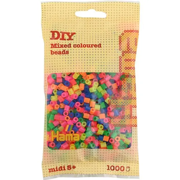 Hama Midi neon mix perler 1000 stk