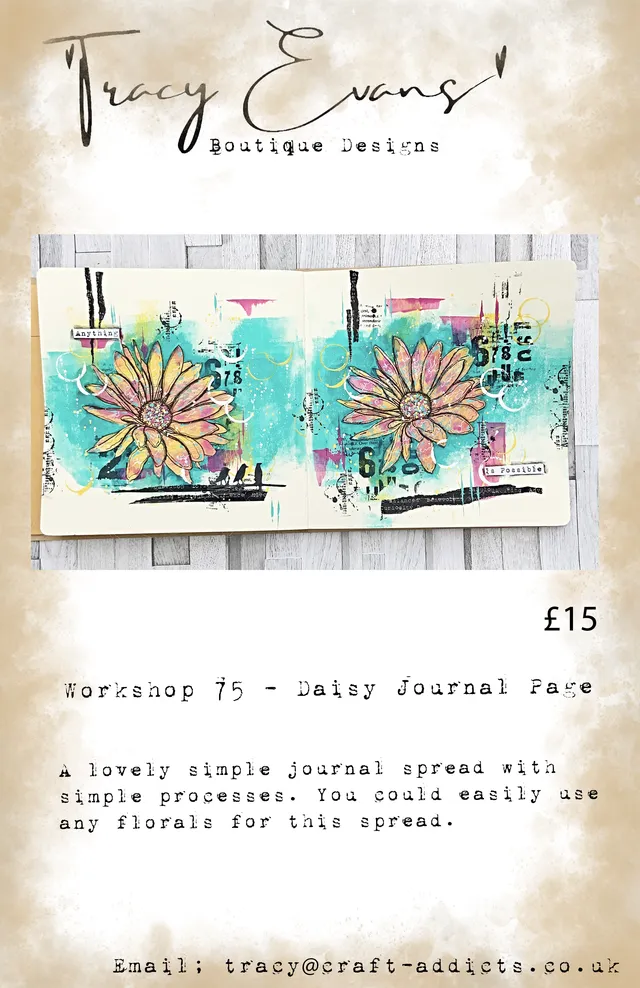 Tracy Evans Workshop 075 Daisy nettkurs journalside