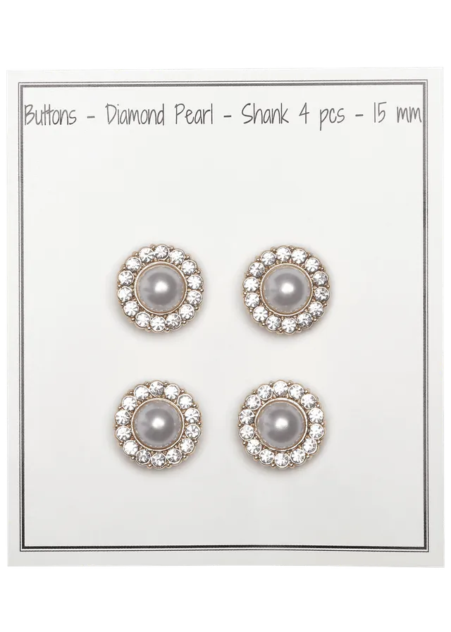 Go Handmade Diamond Pearl knapper 15 mm 4-pak perlemor