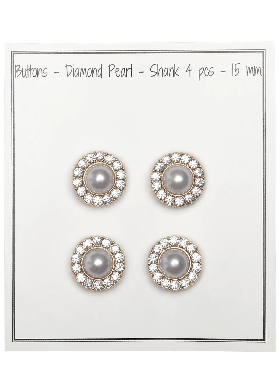 Go Handmade Diamond Pearl knapper 15 mm 4-pak perlemor