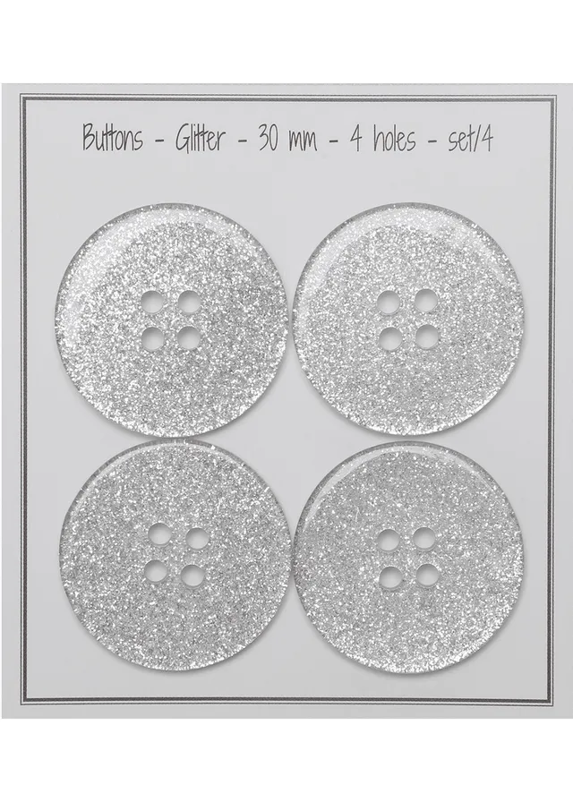 Go Handmade Glitter 30 mm knapper glitter 4 stk