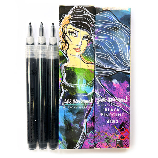 Jane Davenport PinPoint Black Trio malingpenn svart 3-pk superfine
