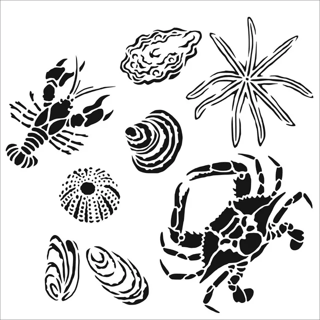 The Crafters Workshop TCW867 Gulf Coast Creatures sjablong 15x15 cm