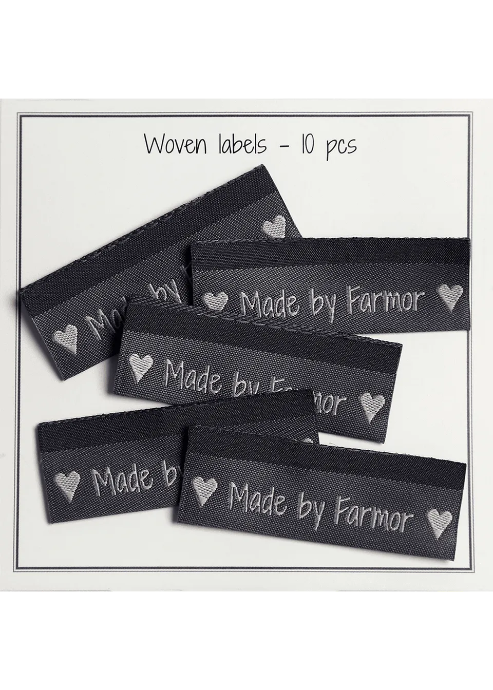 Go Handmade Made by Farmor merkelapper grå 10 stk vevd