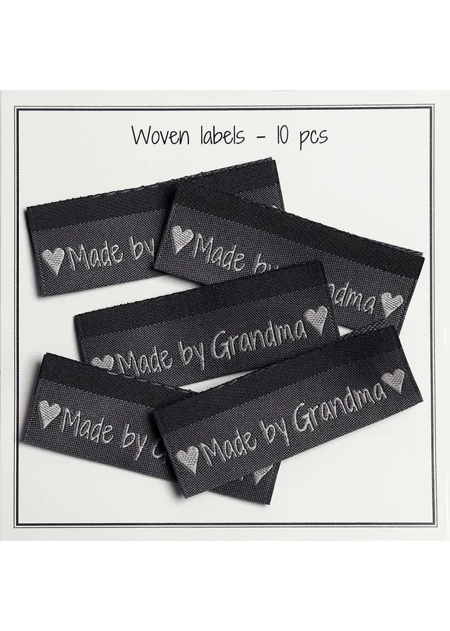 Go Handmade Made by Grandma merkelapper grå 10 stk