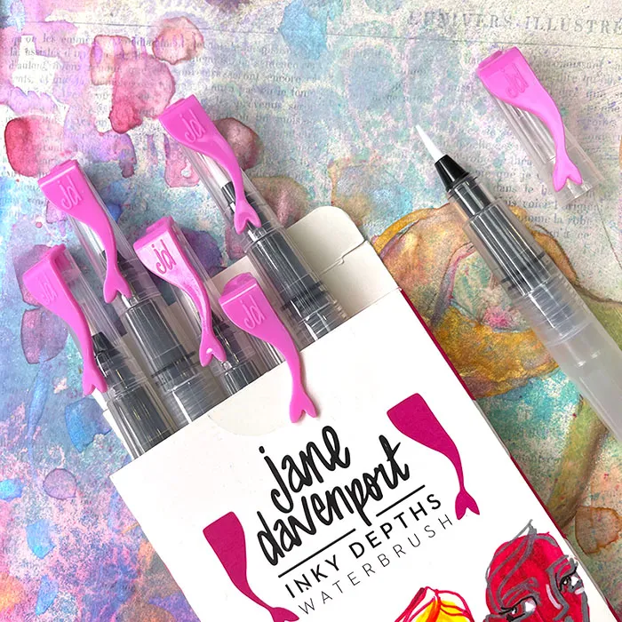 Jane Davenport Inky Depths WaterBrush vannpensel 6 stk fin spiss