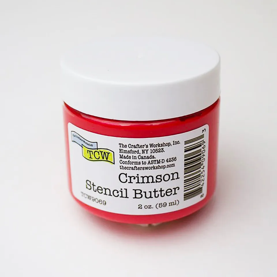 The Crafters Workshop Stencil Butter Crimson strukturpasta 2oz rød