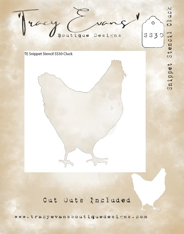 Tracy Evans Design Snippet Stencil SS030 Cluck sjablong 10x10 cm