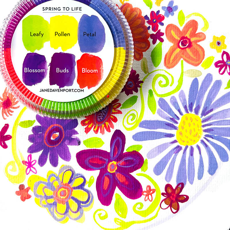 Jane Davenport Spring to Life fargehjul blomst