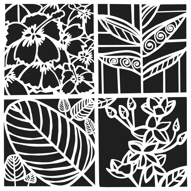 The Crafters Workshop TCW1048 Botanical Squares stencil 6x6 blomster