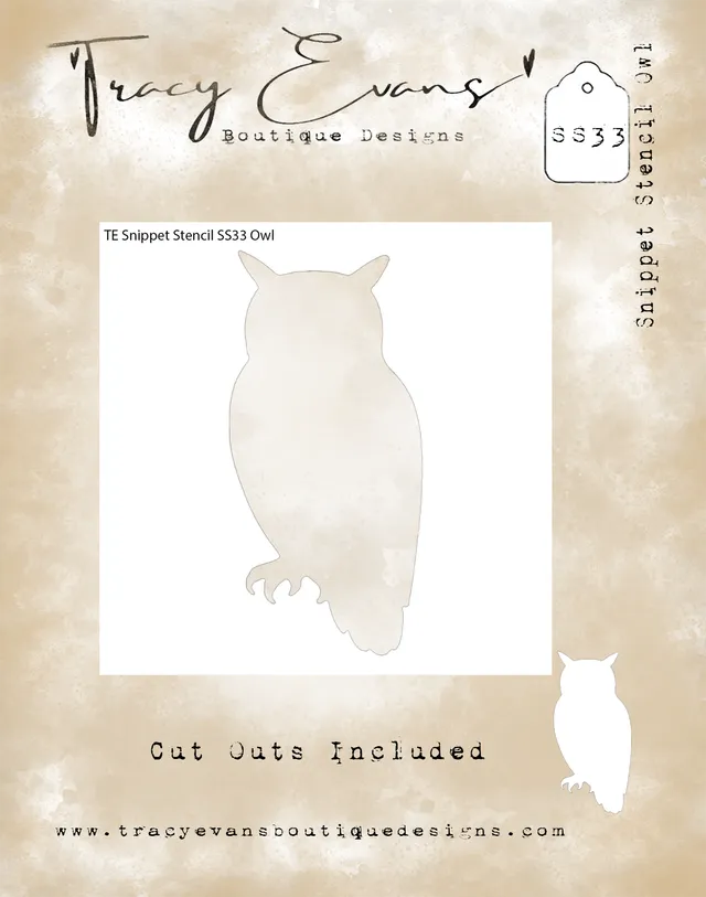 Tracy Evans Design Snippet Stencil SS033 sjablong ugle 4x4