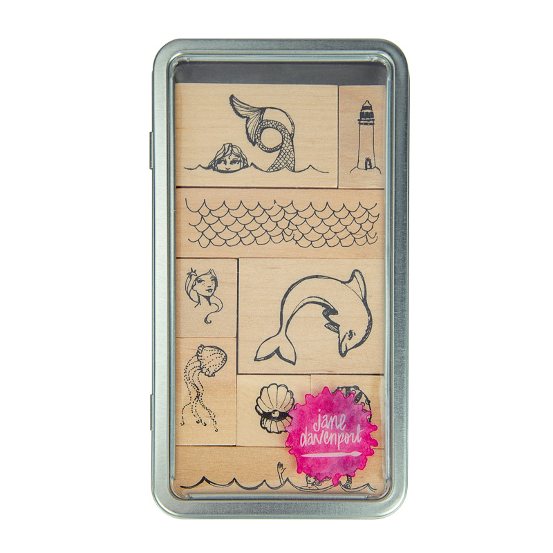 Jane Davenport Tin of Mermaids JD-007 trestempler 9 stk