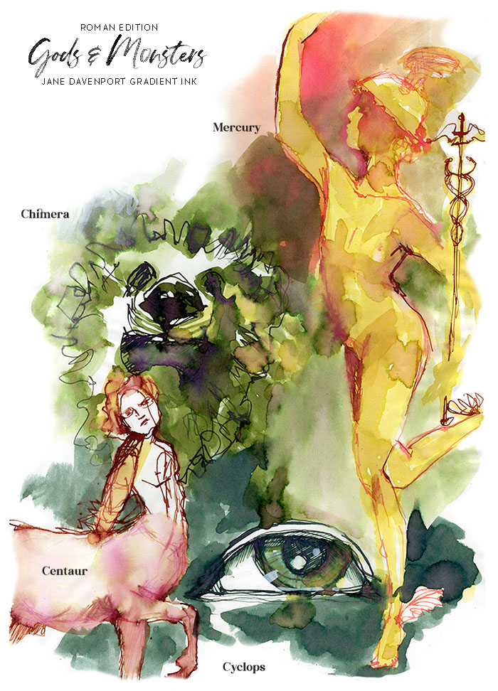 Jane Davenport Gods & Monsters journal- og blekksett Roman
