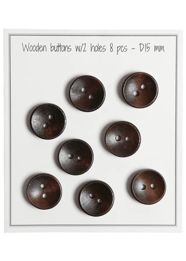 Go Handmade Deep knapper 15 mm brun 8 stk blanke