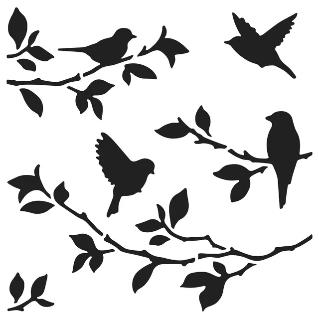 The Crafters Workshop TCW713 Birds on Branches sjablong 6x6